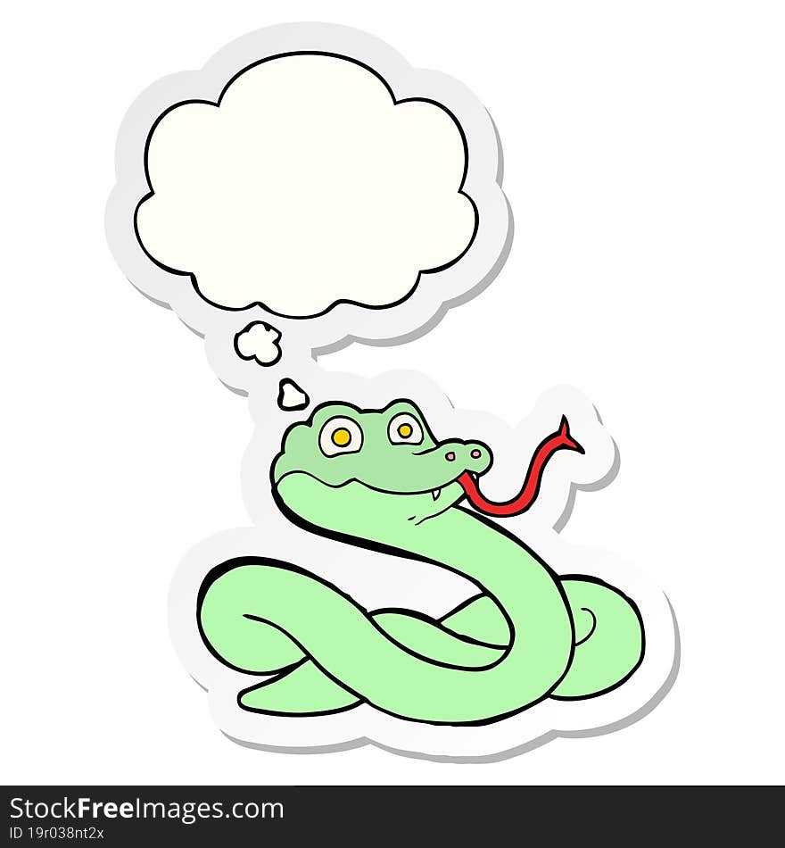 Cartoon Snake And Thought Bubble As A Printed Sticker