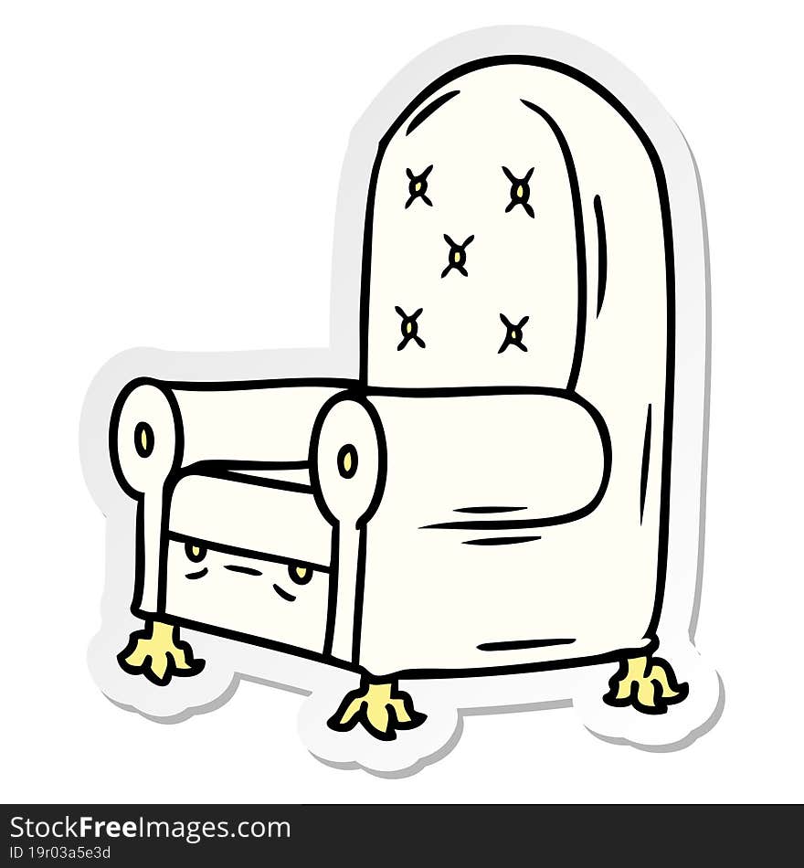 sticker cartoon doodle of a blue arm chair