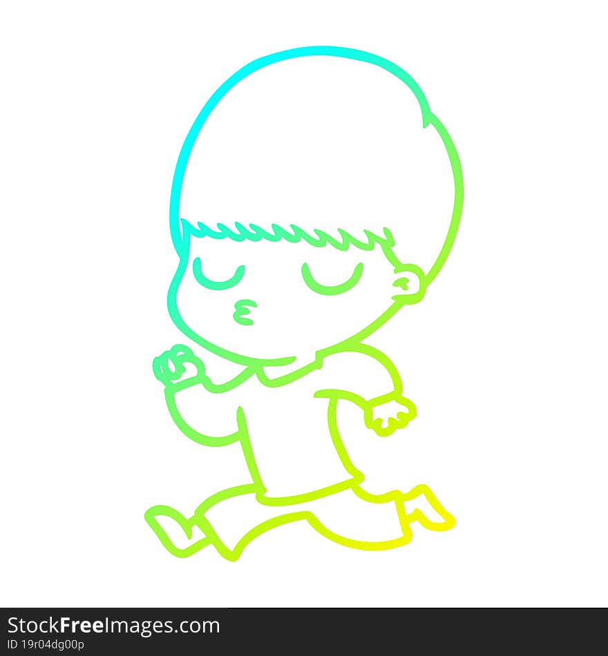 cold gradient line drawing cartoon calm boy