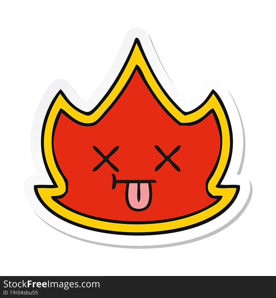 Sticker Of A Cute Cartoon Fire