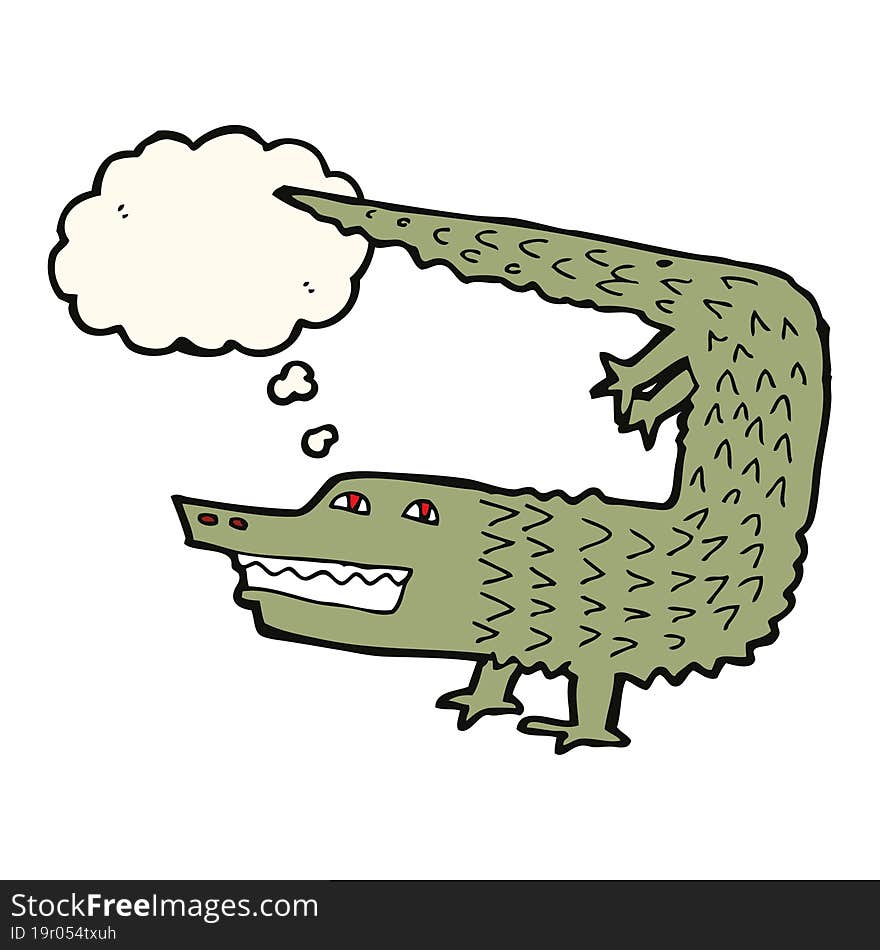 cartoon crocodile with thought bubble