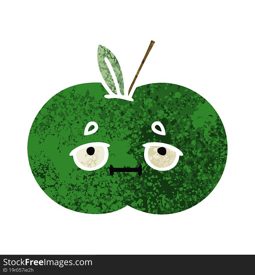 retro illustration style cartoon juicy apple