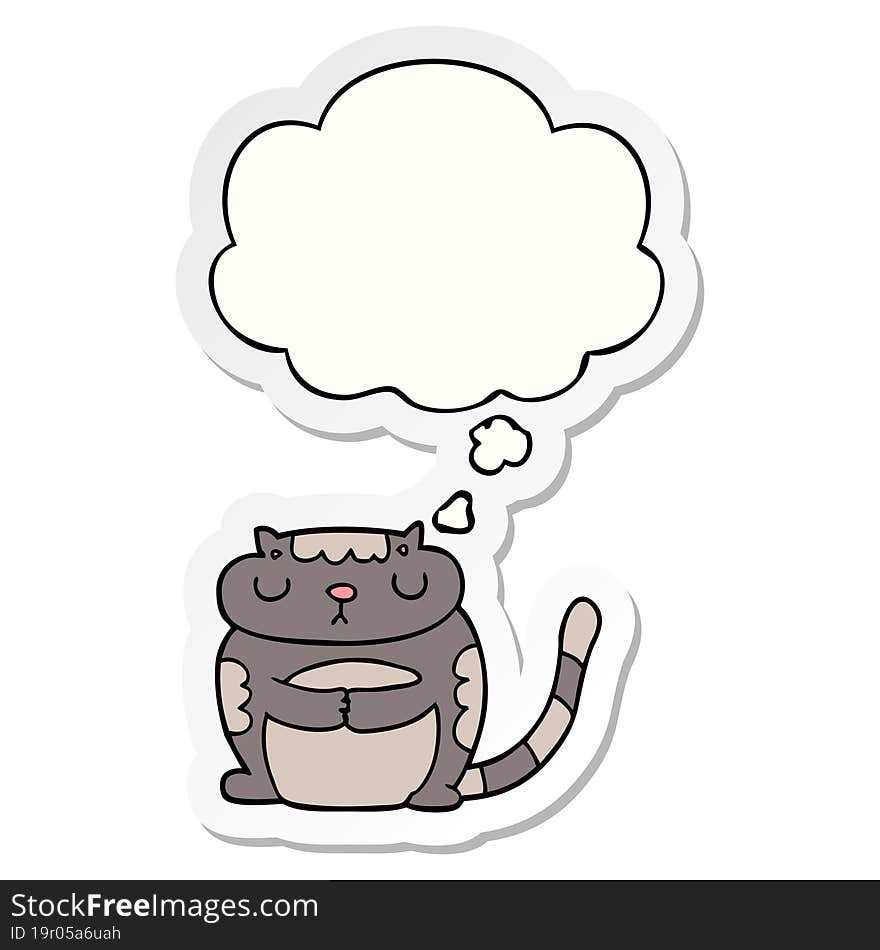 cute cartoon cat with thought bubble as a printed sticker