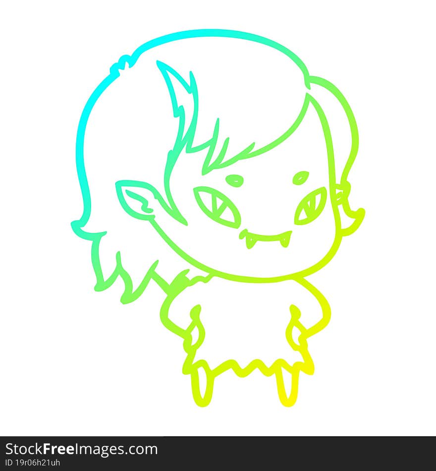 cold gradient line drawing cartoon friendly vampire girl