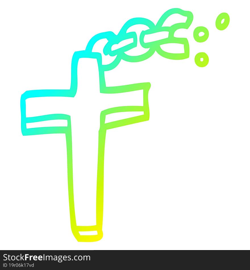 cold gradient line drawing cartoon crucifix on chain