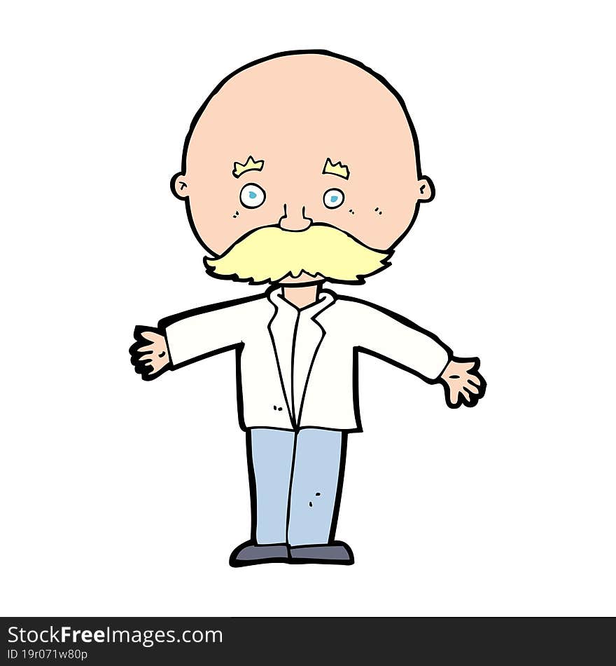 Cartoon Bald Man With Open Arms