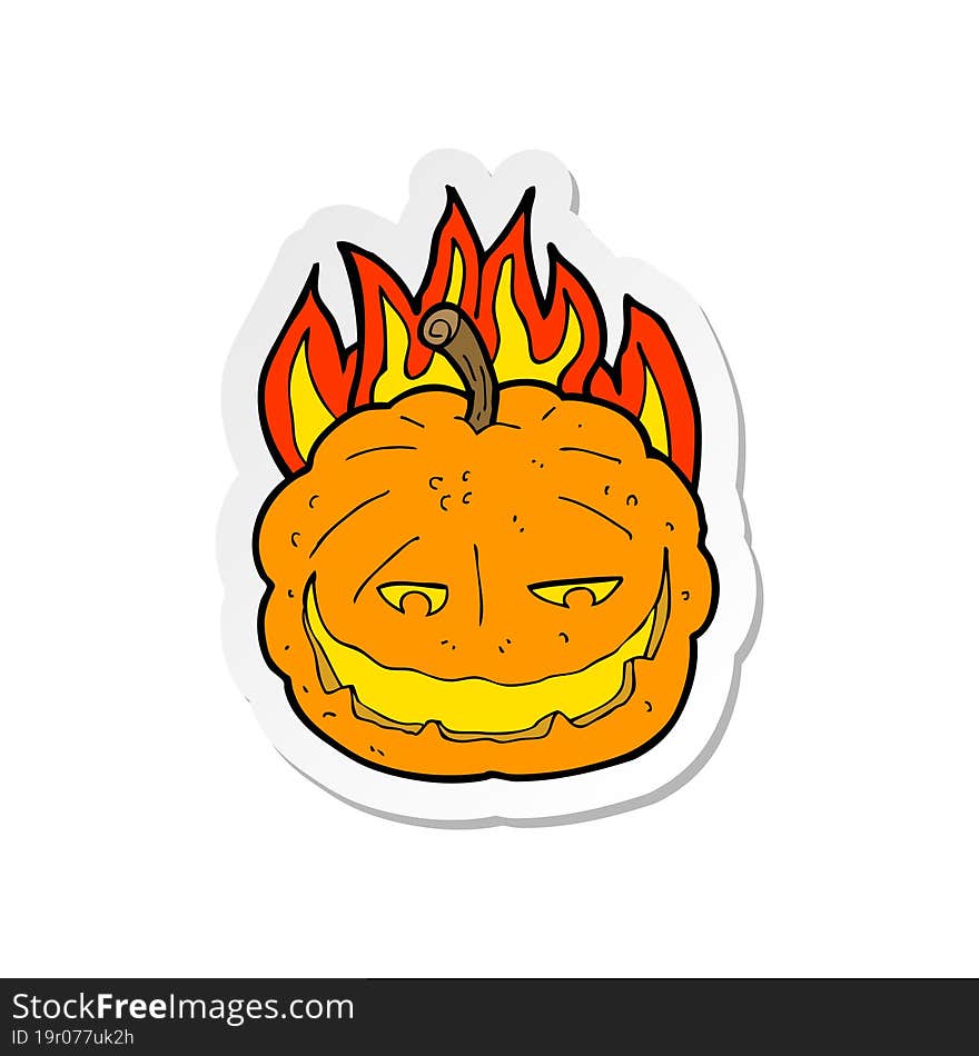 sticker of a cartoon halloween pumpkin