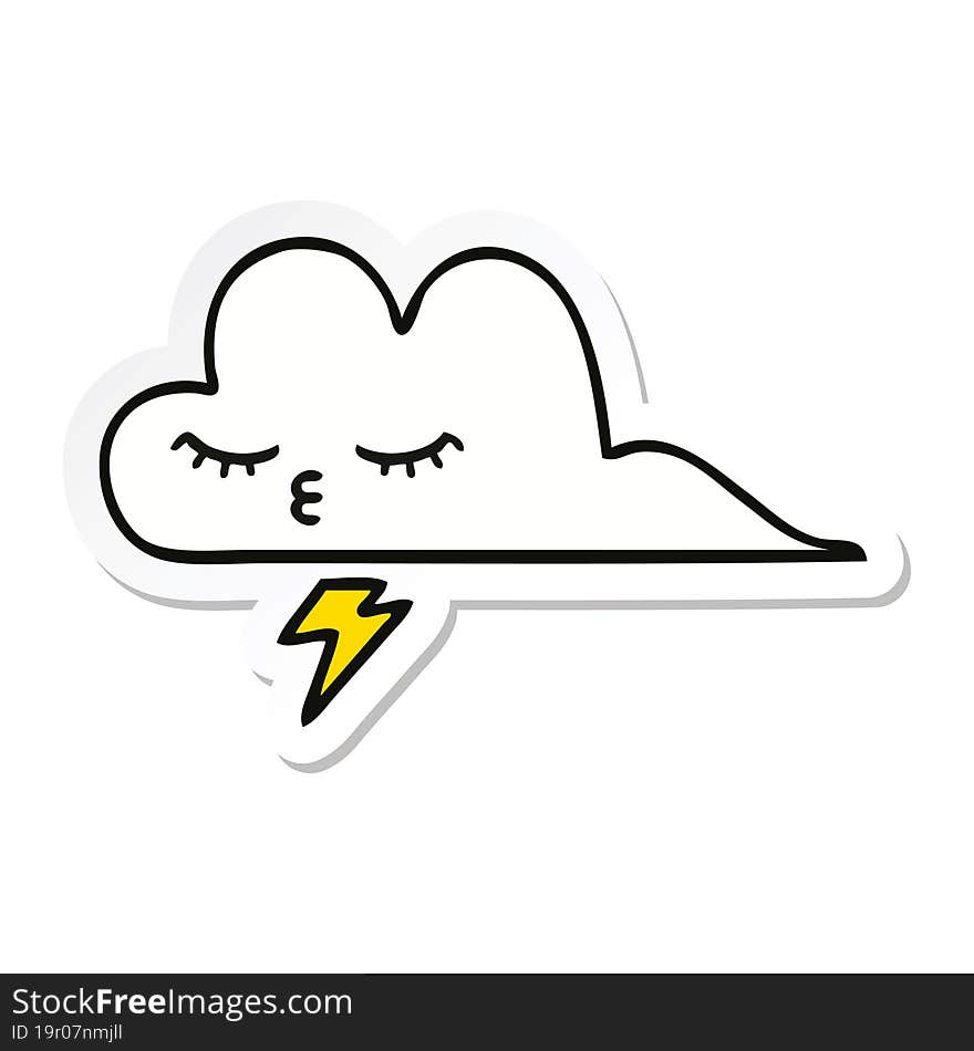 Sticker Of A Cute Cartoon Thunder Cloud