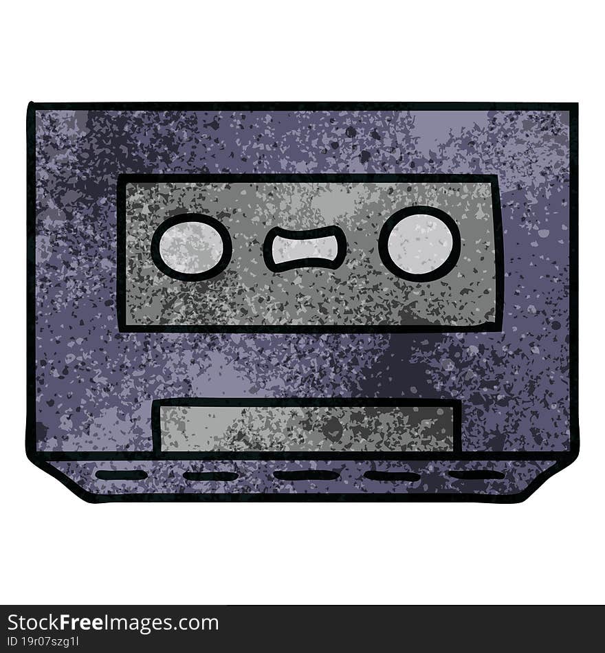 hand drawn textured cartoon doodle of a retro cassette tape