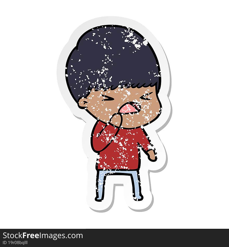 distressed sticker of a cartoon stressed man