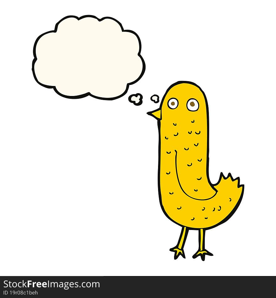 Funny Cartoon Bird With Thought Bubble