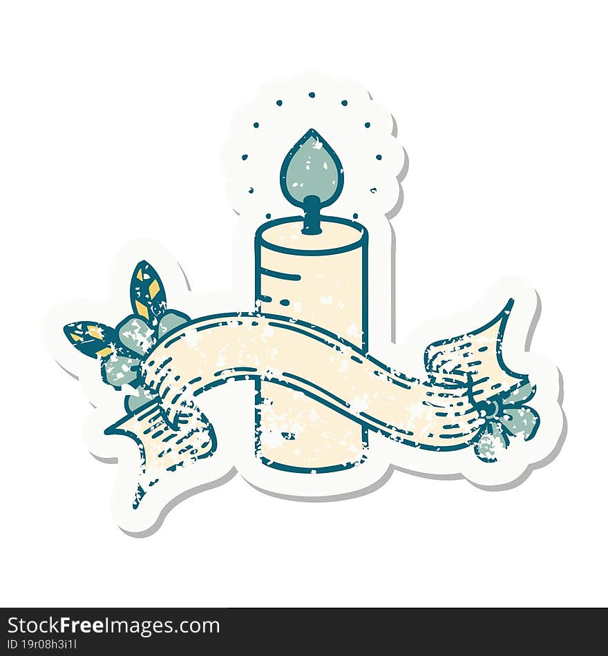 Grunge Sticker With Banner Of A Candle