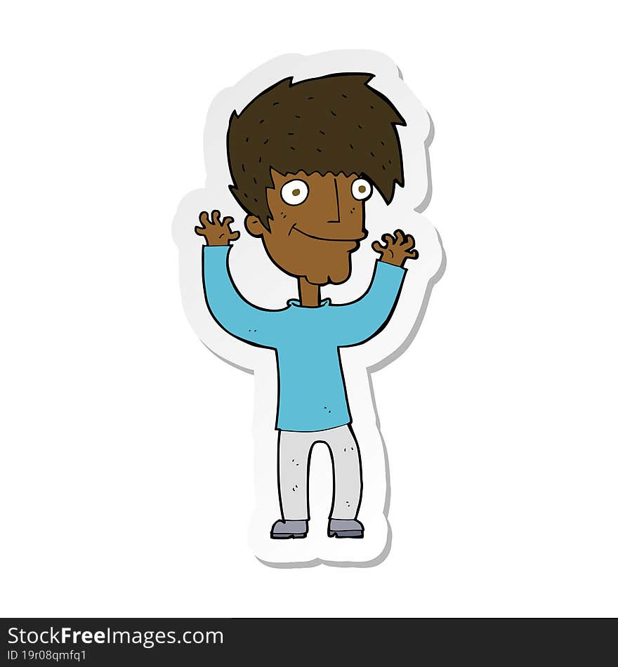 Sticker Of A Cartoon Man Waving Arms