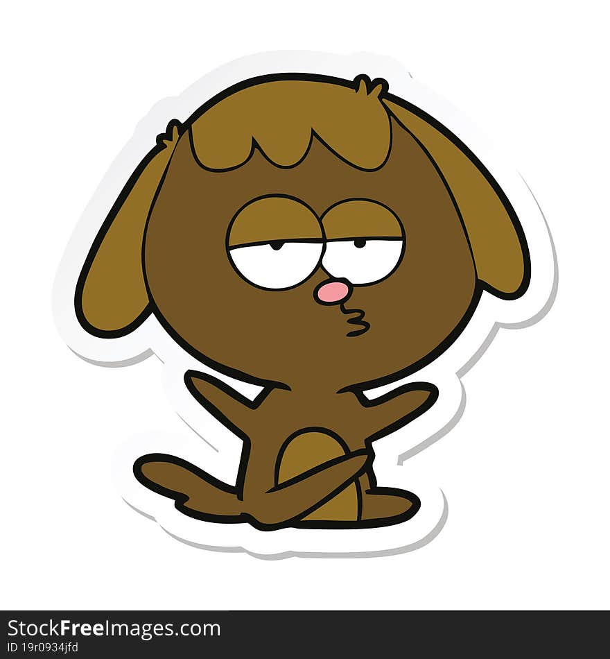 sticker of a cartoon bored dog