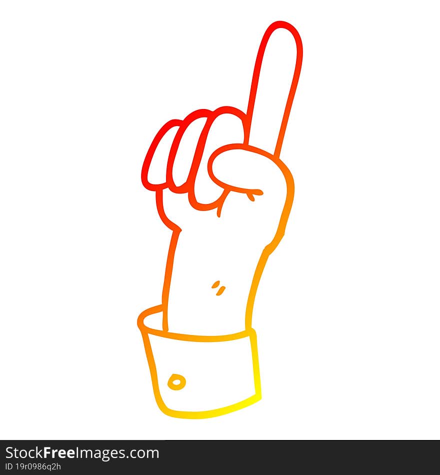 warm gradient line drawing of a cartoon pointing hand