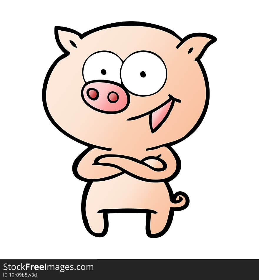 cheerful pig cartoon. cheerful pig cartoon