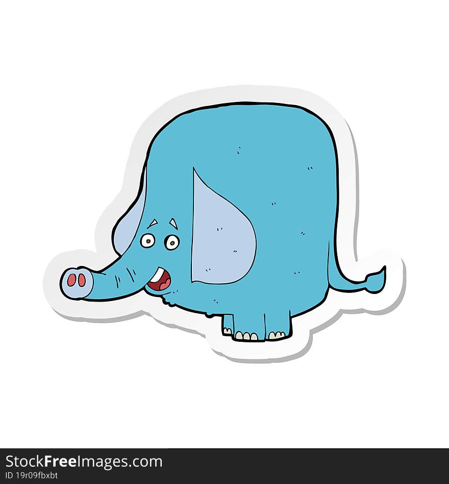 Sticker Of A Cartoon Funny Elephant