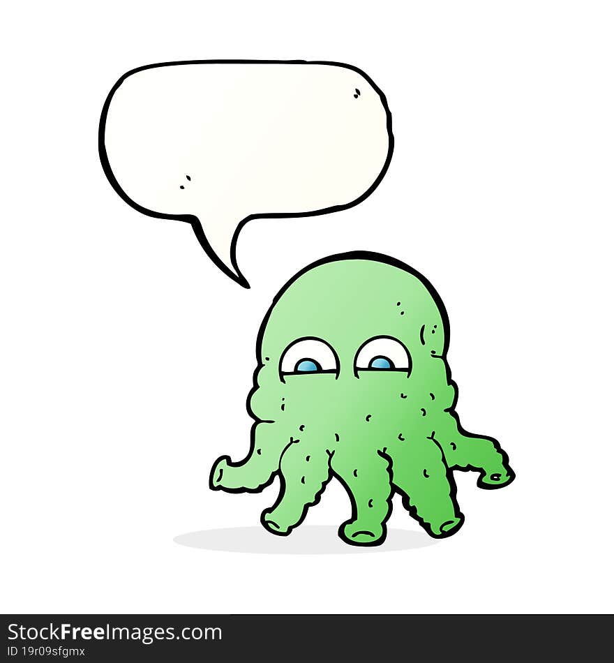 cartoon alien squid face with speech bubble