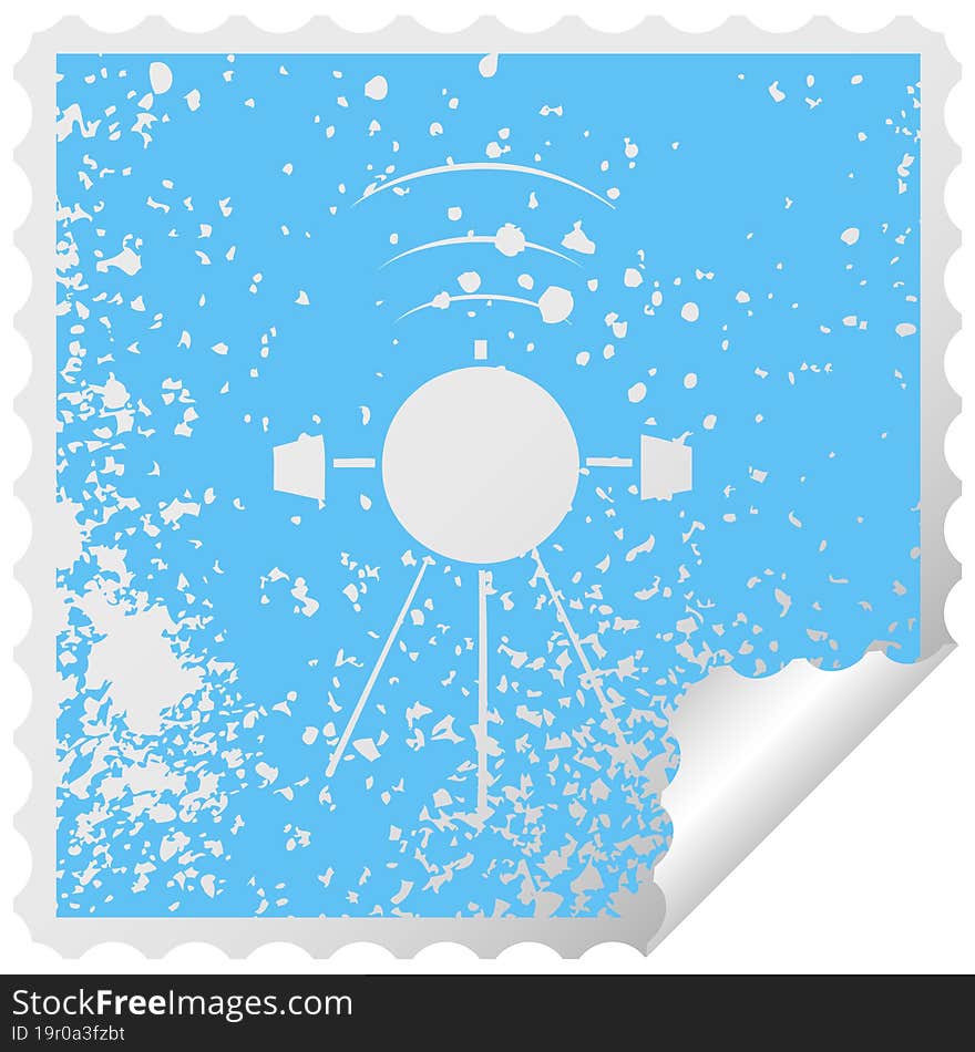 distressed square peeling sticker symbol satellite