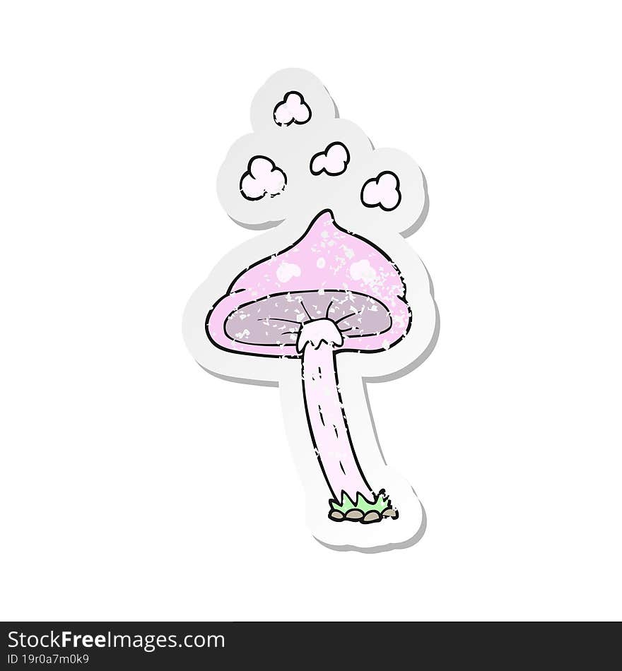 retro distressed sticker of a cartoon mushroom