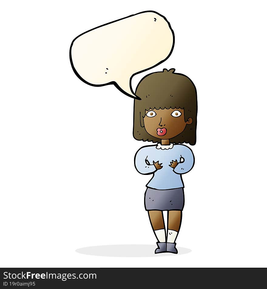 cartoon shocked woman with speech bubble