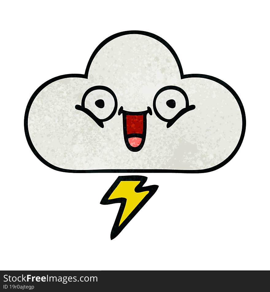 retro grunge texture cartoon thunder cloud