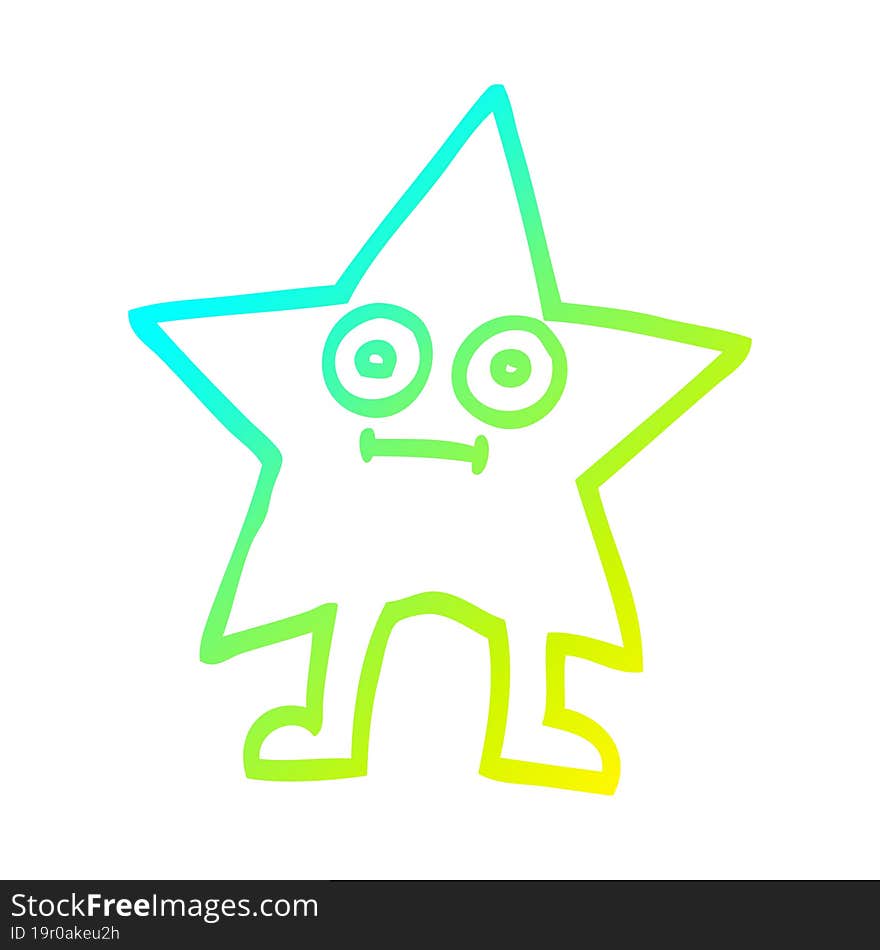 cold gradient line drawing cartoon star character