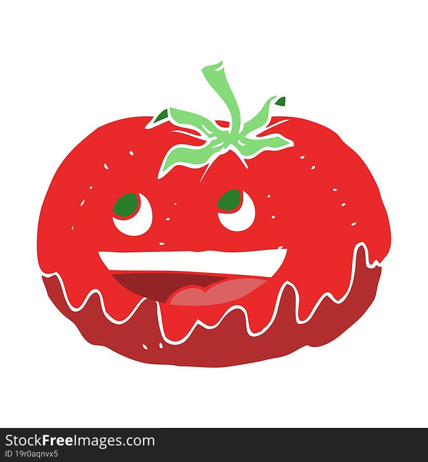 flat color illustration of a cartoon tomato