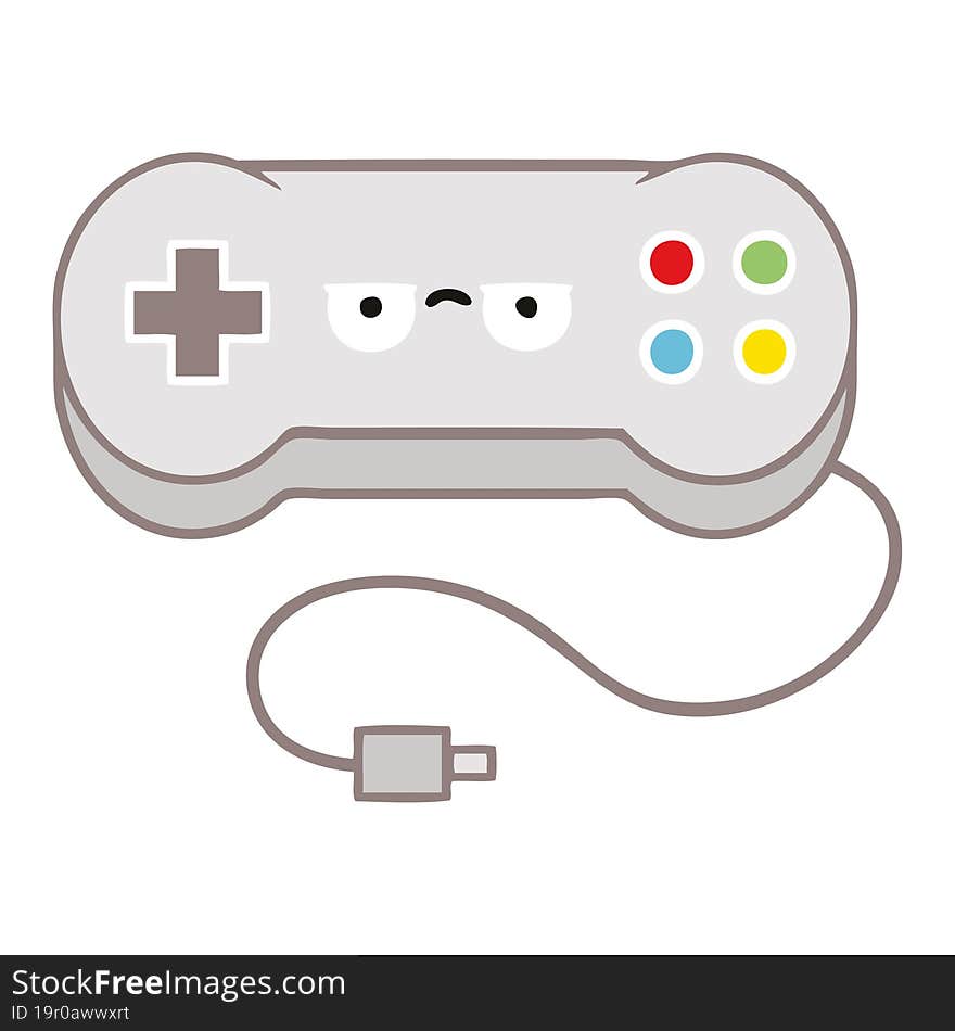 flat color retro cartoon game controller