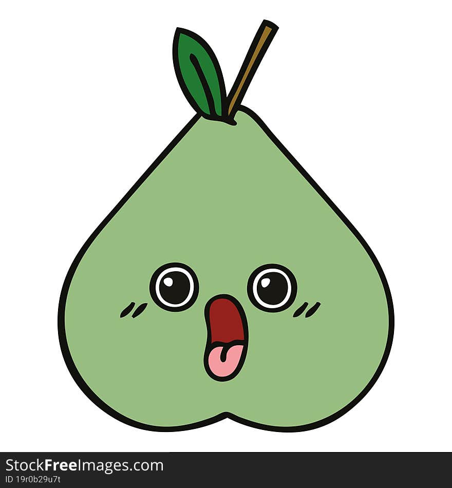 cute cartoon of a green pear. cute cartoon of a green pear