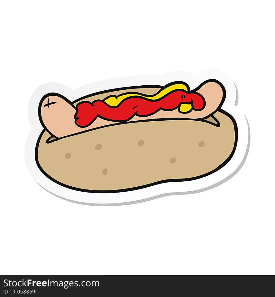 sticker of a cartoon hotdog