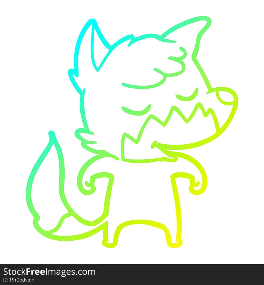 cold gradient line drawing friendly cartoon fox