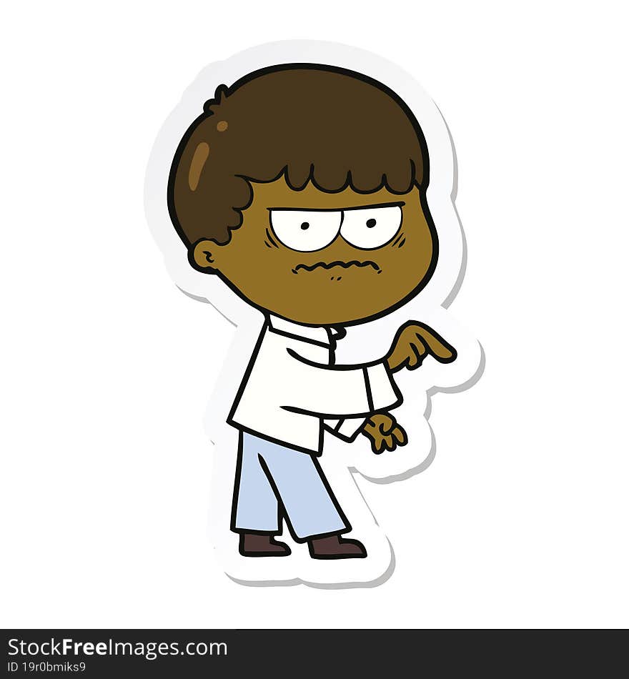 sticker of a cartoon annoyed man