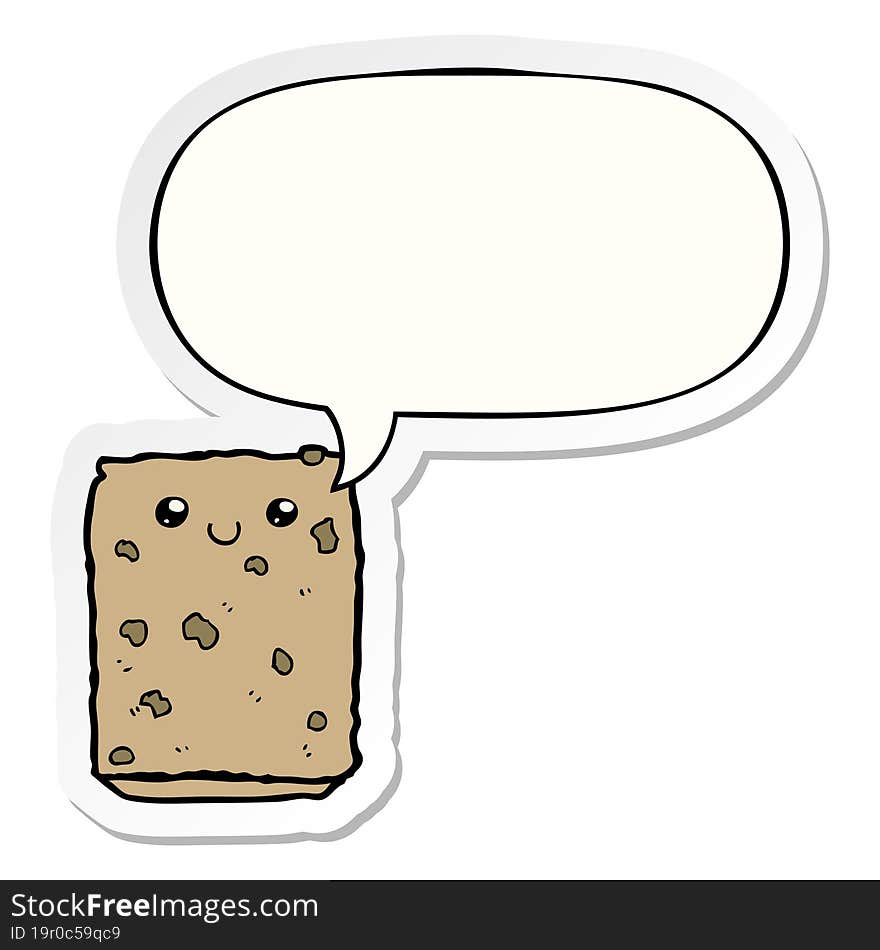 cartoon biscuit and speech bubble sticker