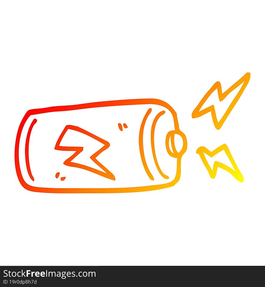 warm gradient line drawing cartoon battery