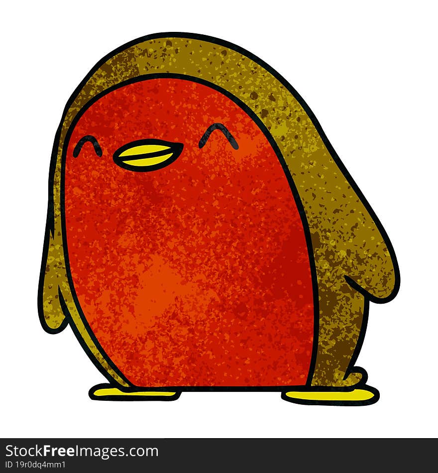 textured cartoon cute kawaii red robin