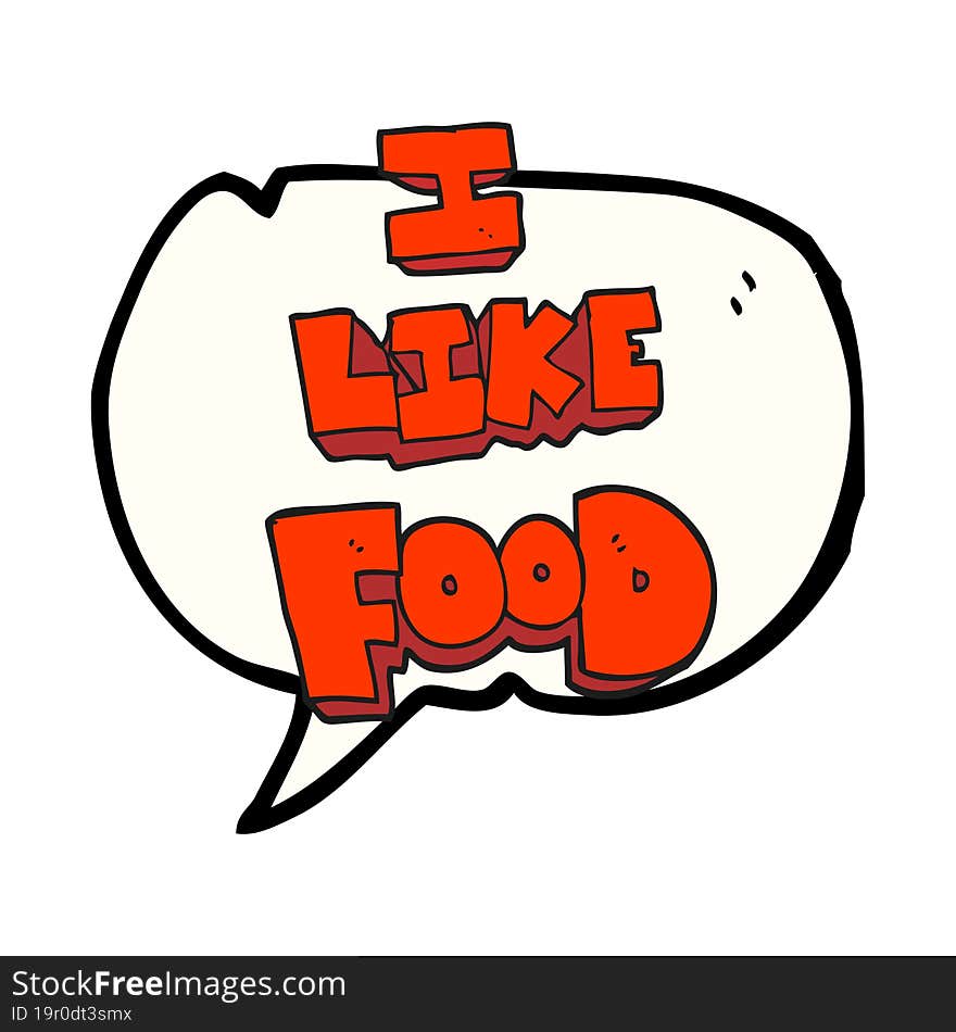 speech bubble cartoon i like food symbol