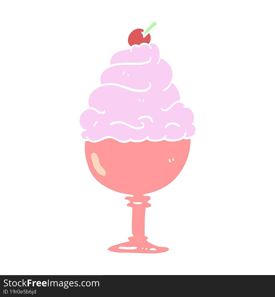 Flat Color Illustration Cartoon Ice Cream