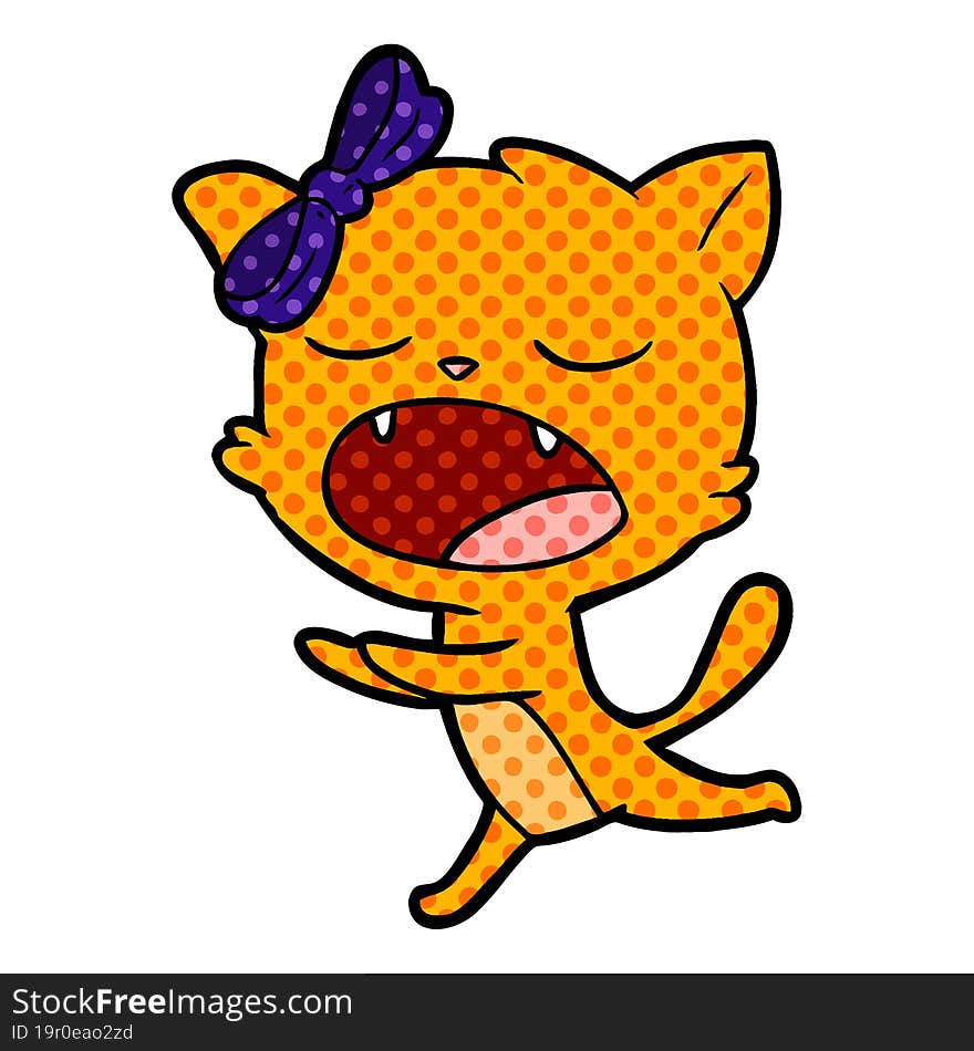 cartoon yawning cat. cartoon yawning cat