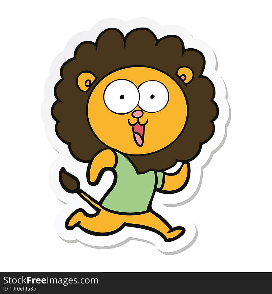 sticker of a happy cartoon lion