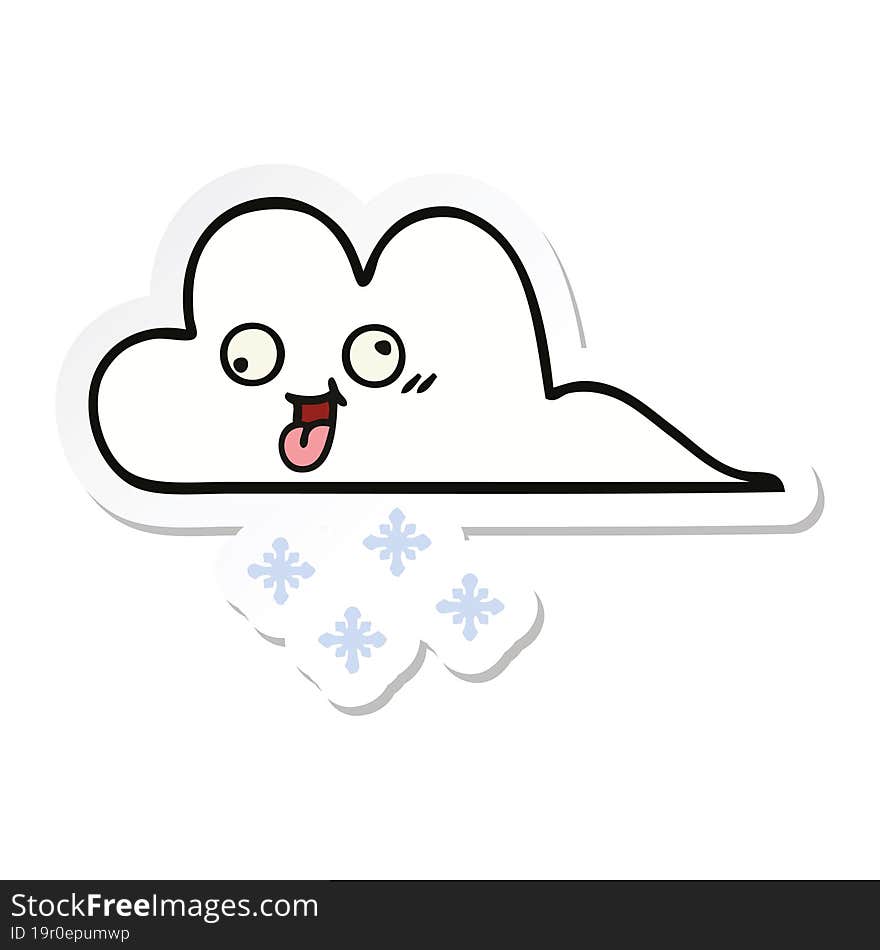 Sticker Of A Cute Cartoon Snow Cloud