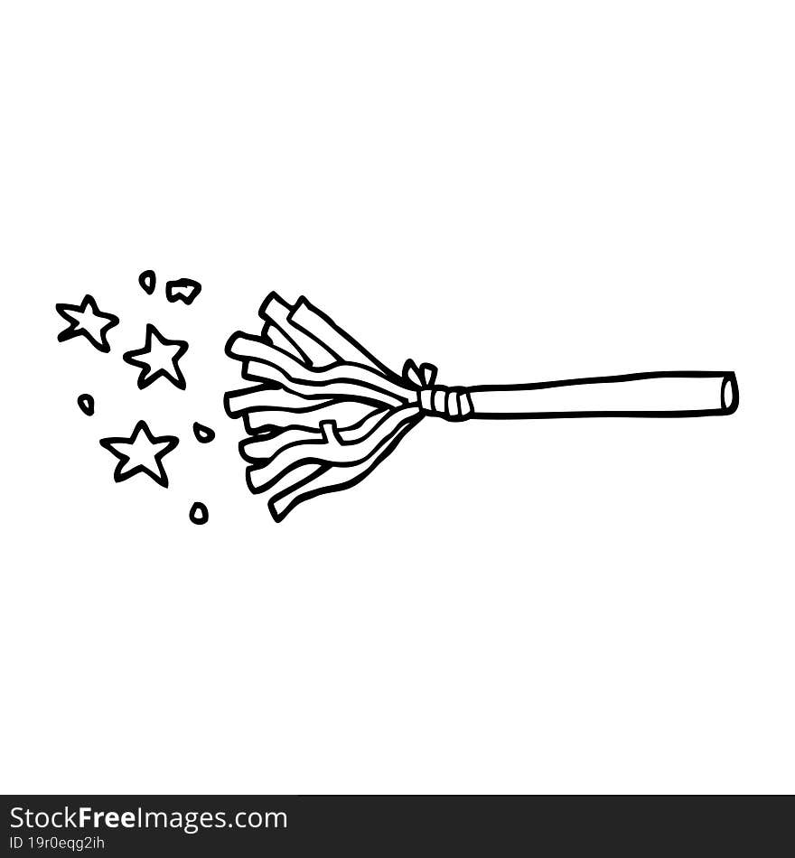 line drawing cartoon magic broom