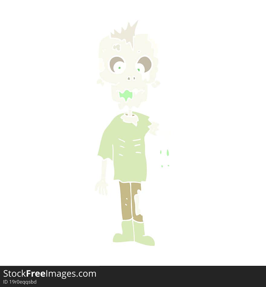 flat color illustration of a cartoon zombie