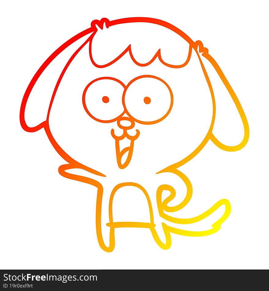 Warm Gradient Line Drawing Cute Cartoon Dog