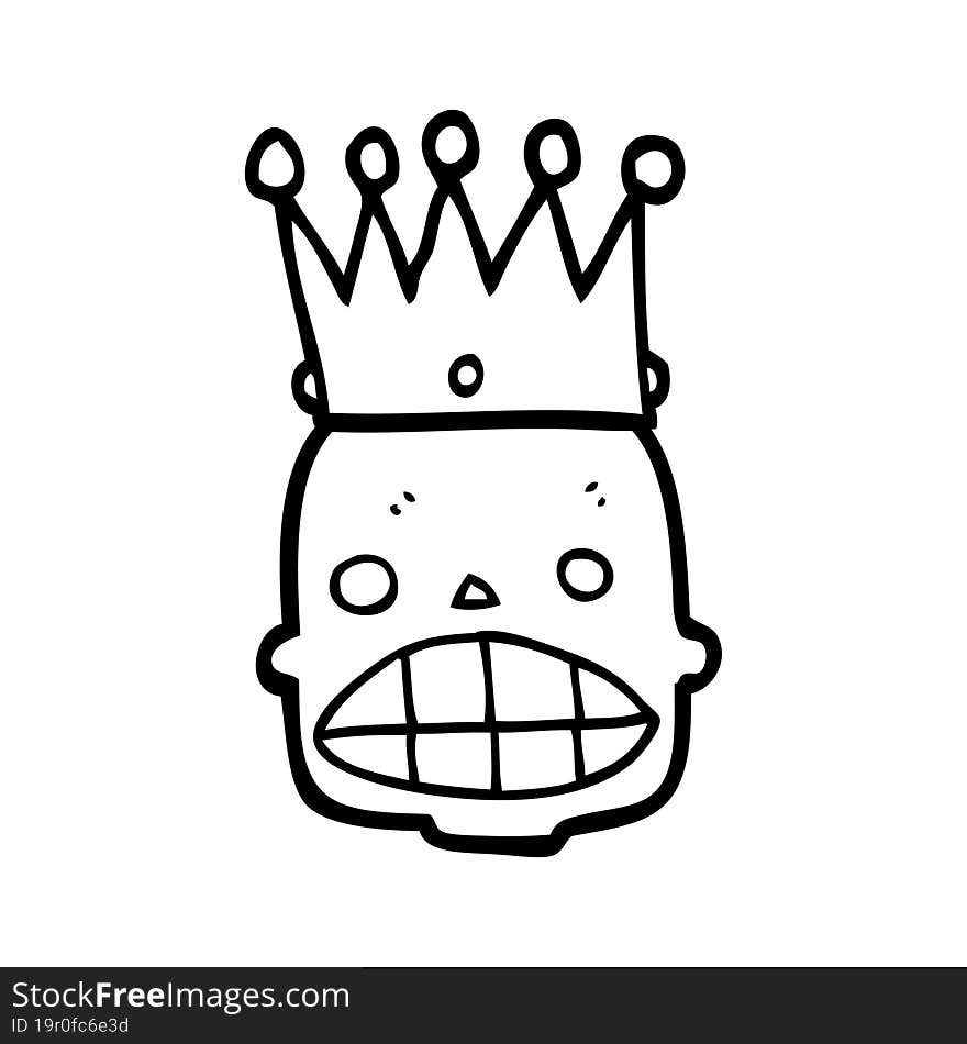 cartoon spooky skull face with crown