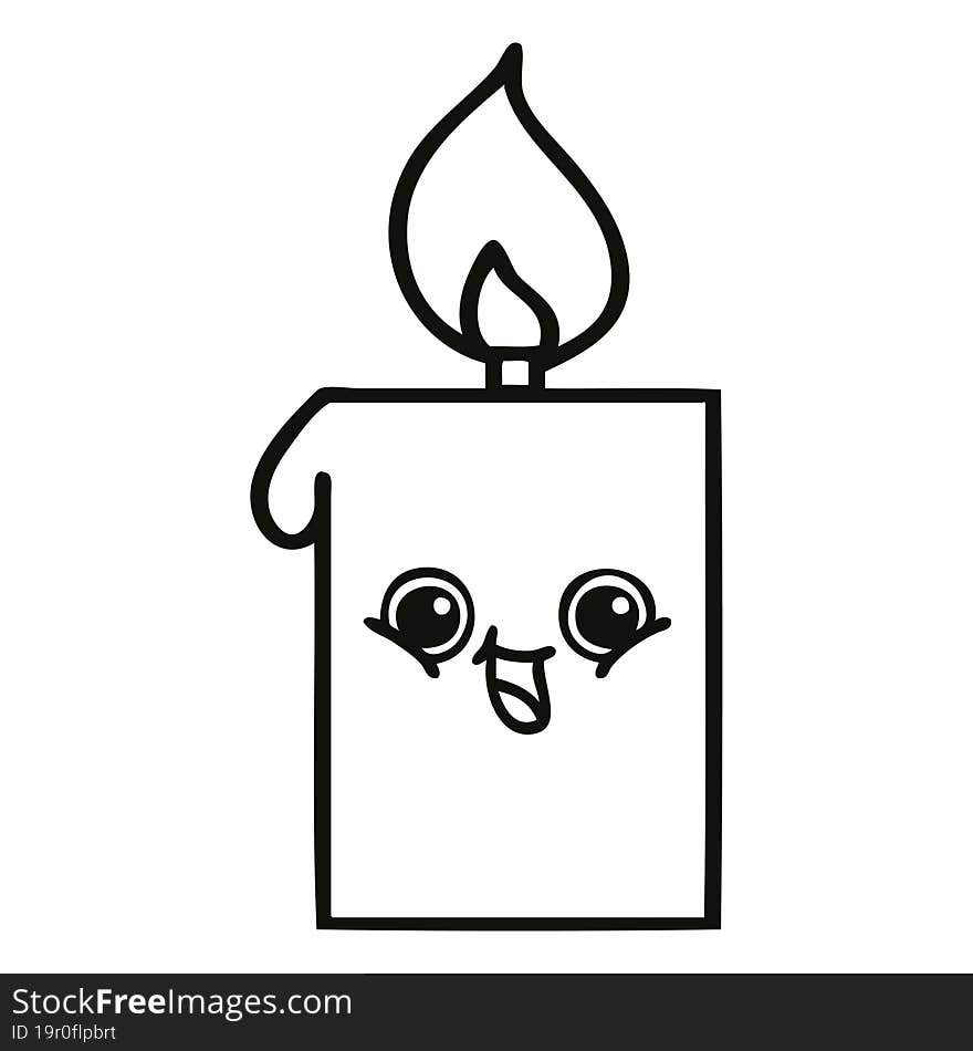 line drawing cartoon of a lit candle