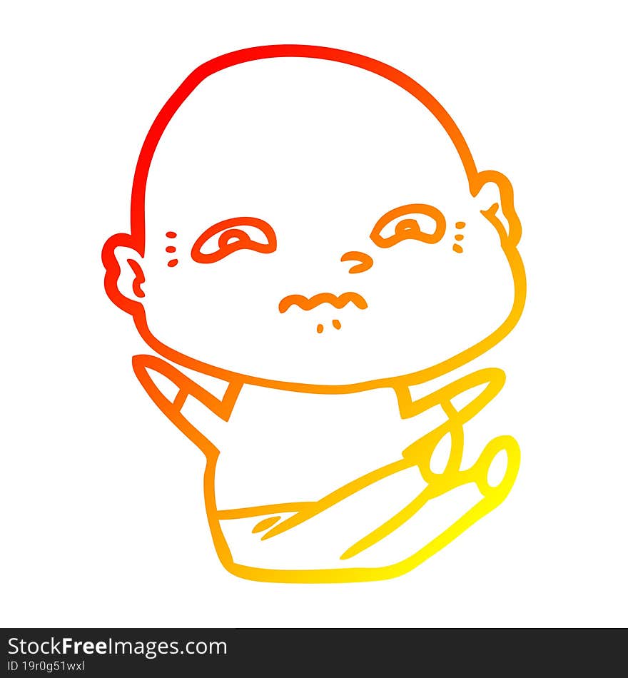 warm gradient line drawing cartoon nervous man