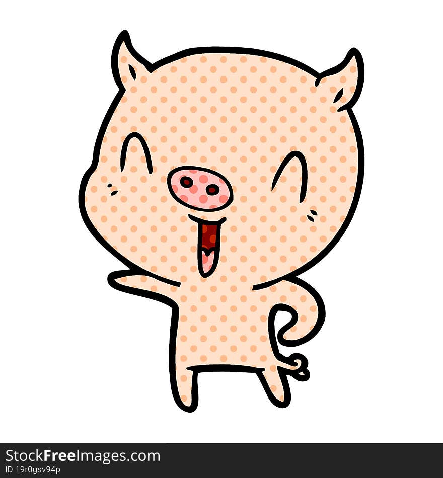 happy cartoon pig. happy cartoon pig