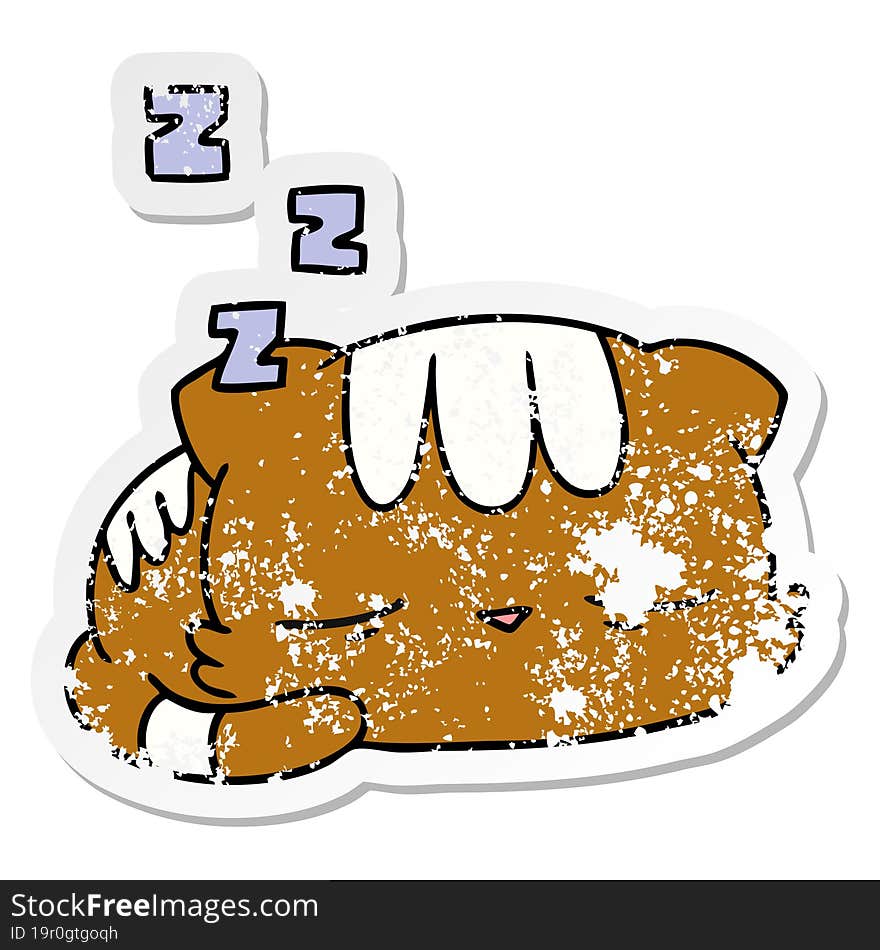 Distressed Sticker Cartoon Of Cute Kawaii Cat