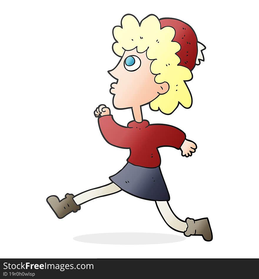 cartoon running woman